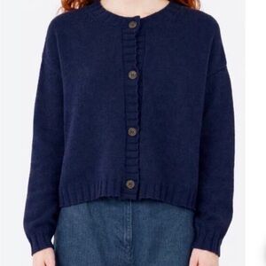 MJ Watson Cashmere Blend Cardigan Sweater in NAVY S